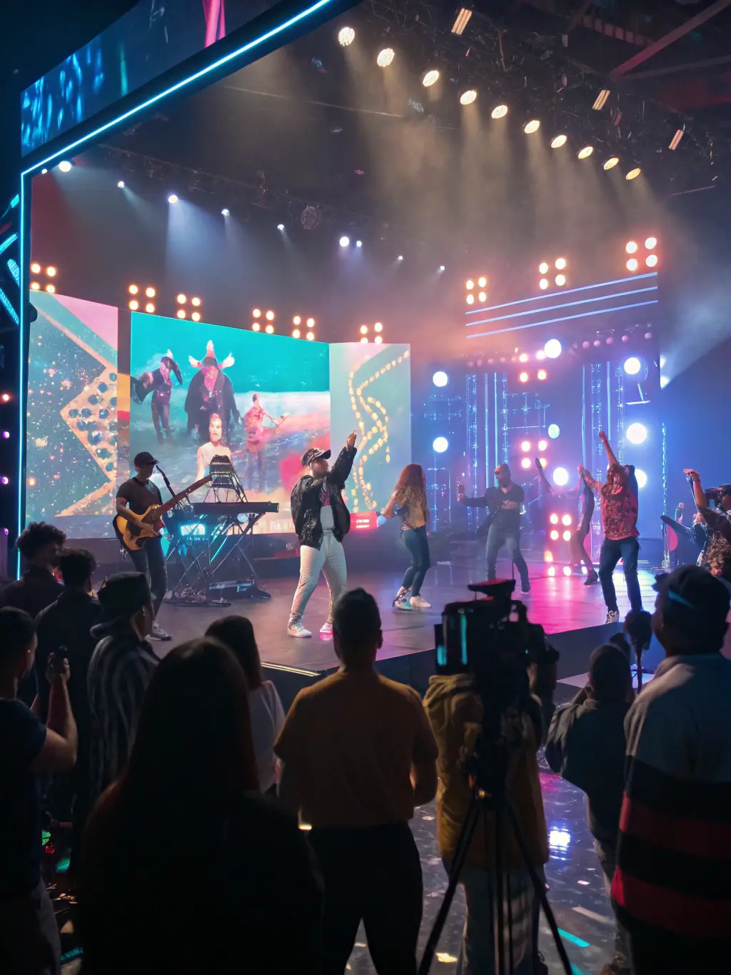 An energetic live performance featuring local musicians engaging with an enthusiastic crowd at a Ca Sonne Terrible Live Music Event.