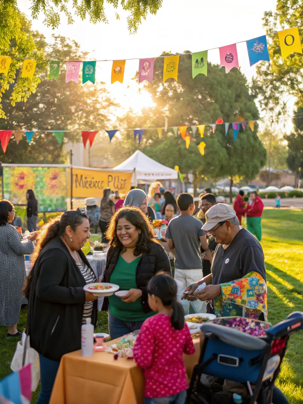 A photo of a community outreach event organized by Ca Sonne Terrible, showing volunteers interacting with local residents and promoting arts and culture initiatives.