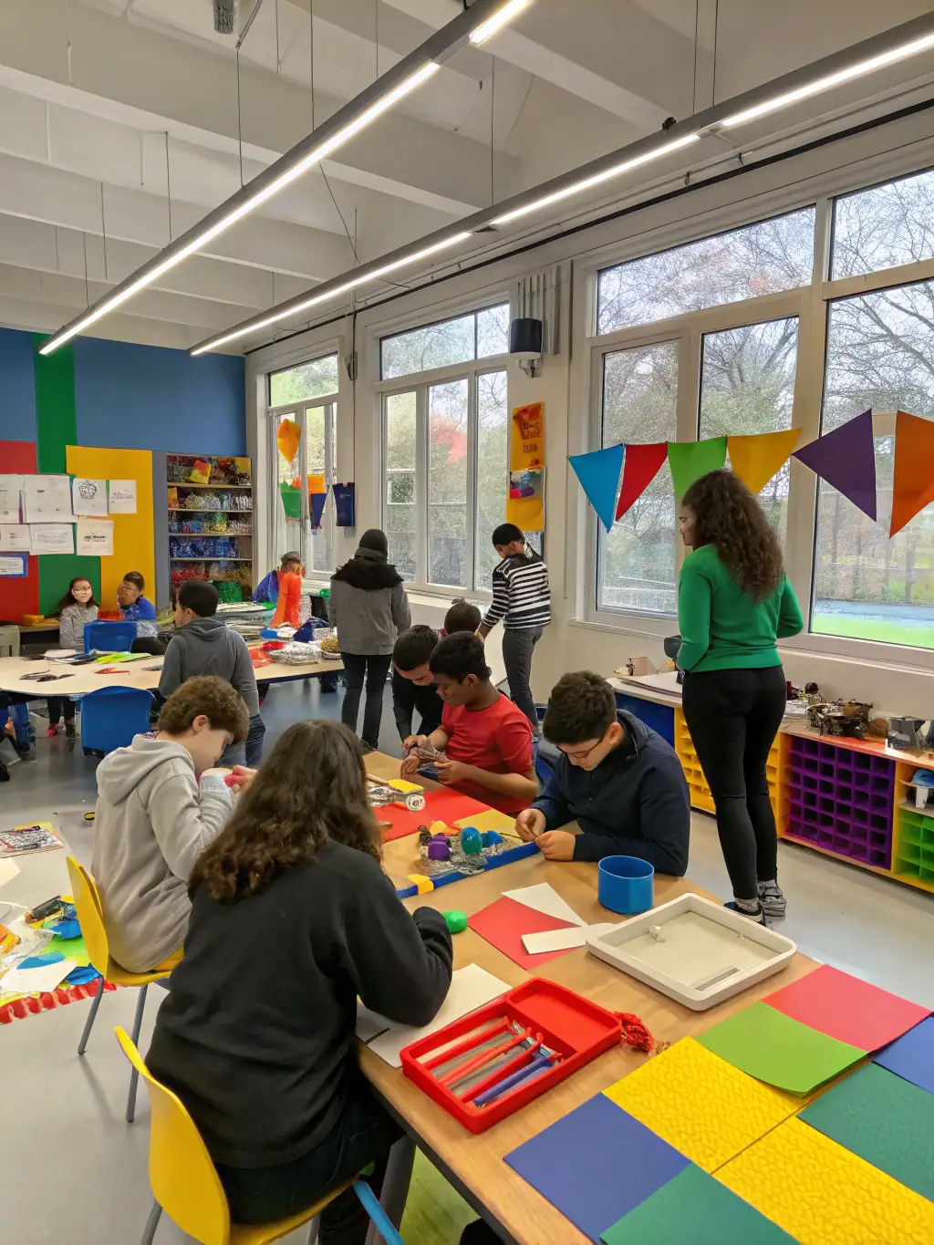 A vibrant workshop session with young artists collaborating and learning from experienced mentors, showcasing Ca Sonne Terrible's Artist Development Programs.